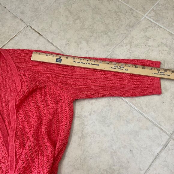 Coldwater Creek Open Front Cardigan Sweater women’s size L coral office travel - Picture 10 of 11